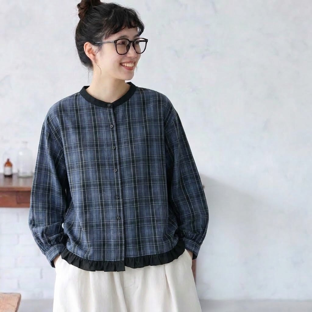 M-2XL チェック柄 シングルブレスト シンプル 長袖 シンプル シャツ M 写真通り