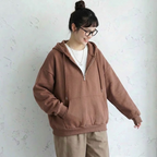 S-3XL 絶対欲しい 柔らかい 上品見え ファスナー フード付き パーカー/ジャージ 3XL ブラウン/裏起毛