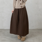 S-XL バルーン 無地 レトロ ハイウエスト スカート XL コーヒー