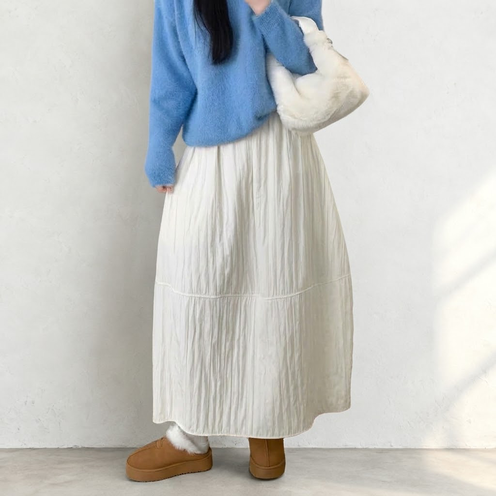 S-XL バルーン 無地 レトロ ハイウエスト スカート S パンプキン