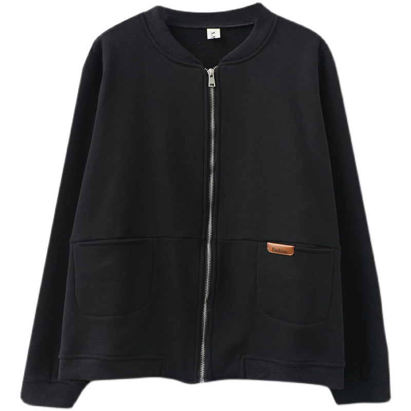 L-XL レトロ ラウンドネック ゆったり ポケット付き カジュアル 長袖 ジャケット L イエロー