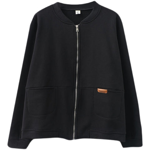 L-XL レトロ ラウンドネック ゆったり ポケット付き カジュアル 長袖 ジャケット L イエロー