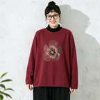 新作発売！ 花模様 レトロ 長袖 ラウンドネック Tシャツ フリー 写真と同じ3