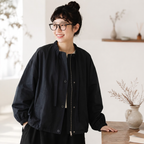 M-XL  無地 長袖 落ち肩スリーブ  ボタン カジュアル ジャケット M アイボリー