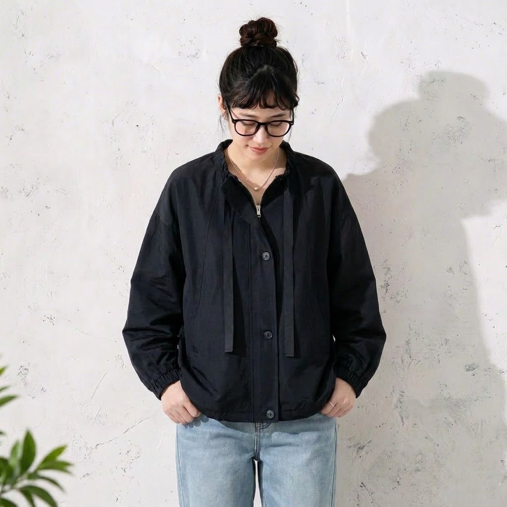 M-XL  無地 長袖 落ち肩スリーブ  ボタン カジュアル ジャケット M アイボリー
