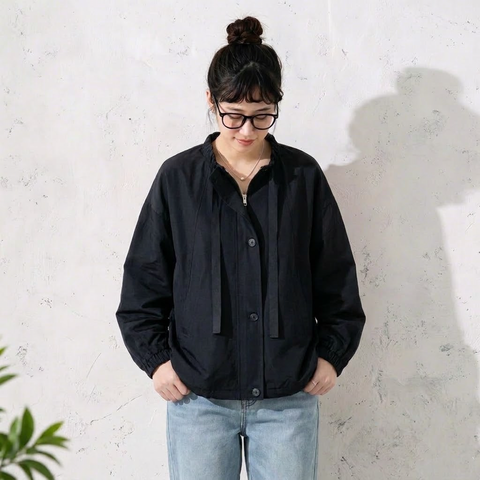 M-XL  無地 長袖 落ち肩スリーブ  ボタン カジュアル ジャケット M アイボリー