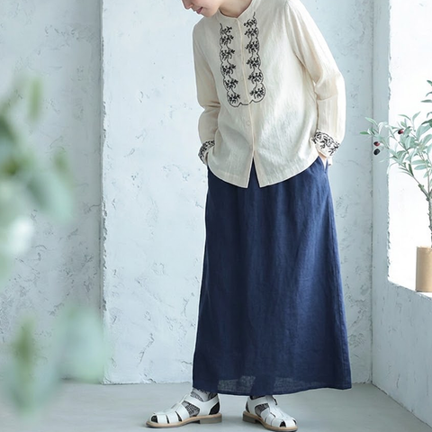 季節の変わり目 S-XL 絶対欲しい 無地 刺繍 長袖 ノーマルスリーブ ボタン 2点セット S セット/【2点セット】