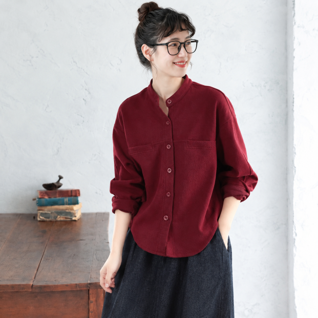 毎日モテ続けちゃう！M-2XL レトロ 着回し ゆったり 長袖 ポケット付き ジャケット 2XL レッド