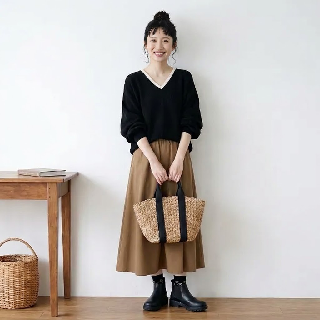 ありのままの私で。長袖 楽ちん ゆったり リラックス2点セット S グレー/トップス+スカート/2点セット