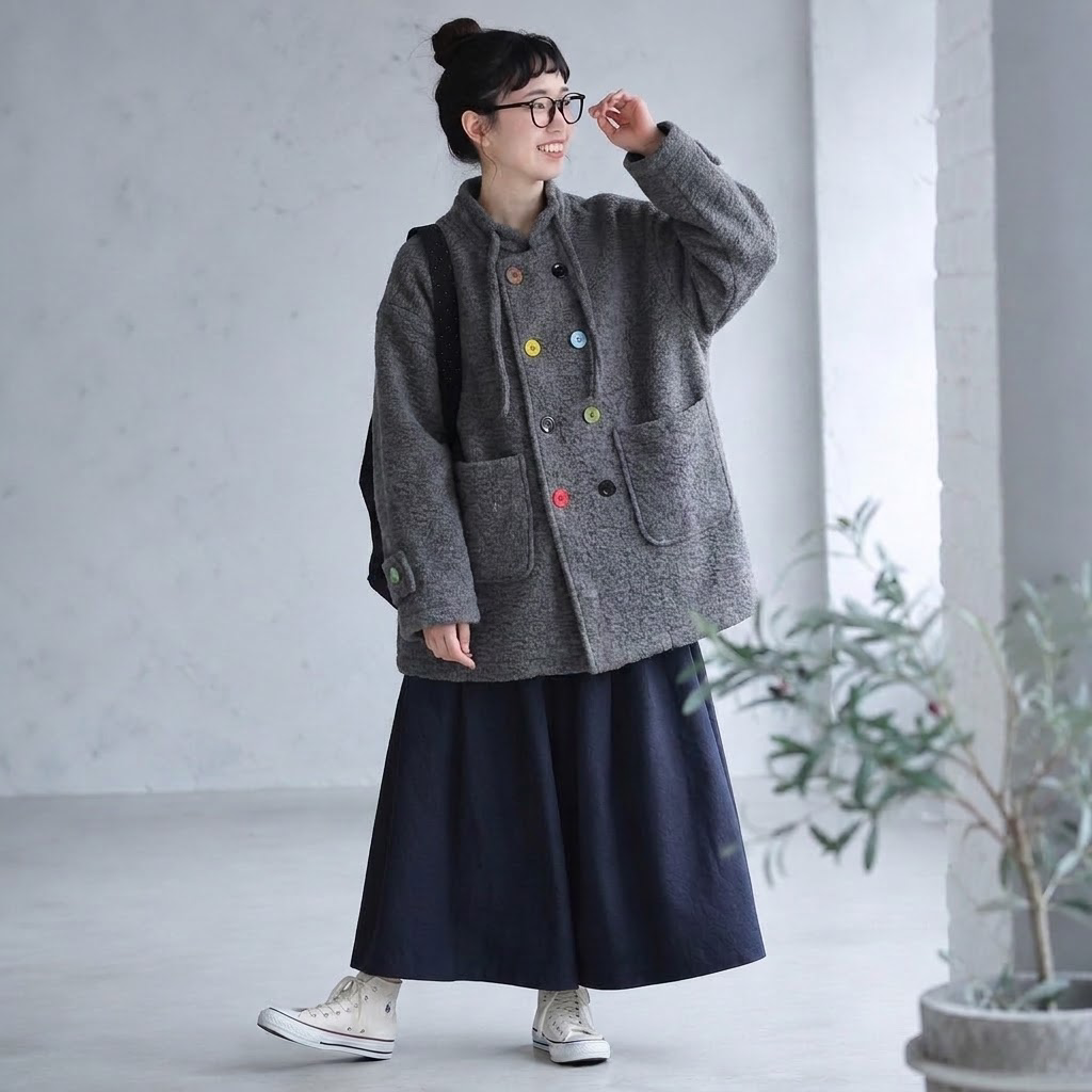 S-3XL インスタで超人気 無地 ボタン  コート S グレー (レギュラータイプ)