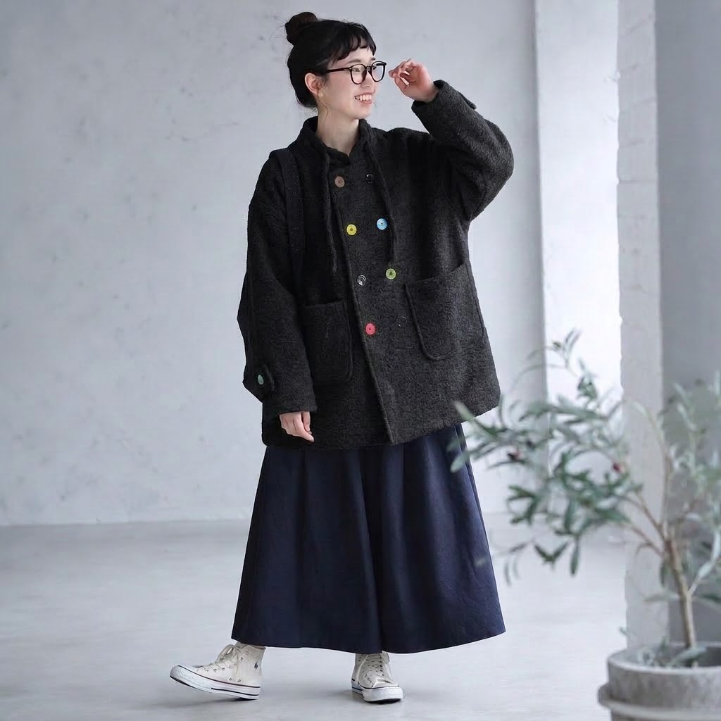 S-3XL インスタで超人気 無地 ボタン  コート S グレー (レギュラータイプ)