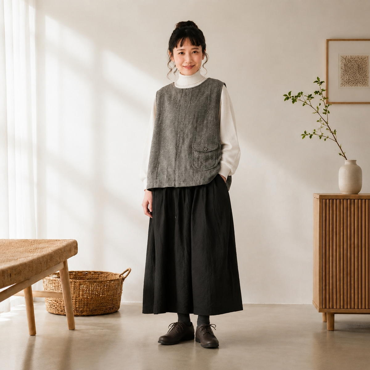 後ろ姿に、ちょっとした仕掛け。ベスト＋スカートセット フリー 写真と同じ