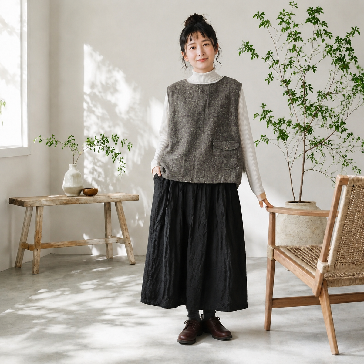 後ろ姿に、ちょっとした仕掛け。ベスト＋スカートセット フリー 写真と同じ