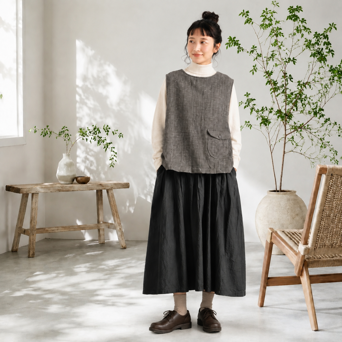 後ろ姿に、ちょっとした仕掛け。ベスト＋スカートセット フリー 写真と同じ