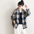 S-3XL 長袖 チェック柄 羽織ブラウス S 写真通り