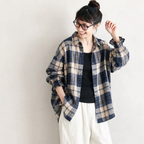 S-3XL 長袖 チェック柄 羽織ブラウス S 写真通り