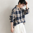 S-3XL 長袖 チェック柄 羽織ブラウス S 写真通り
