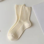 人気新品 合わせやすい 無地 ストライプ 女性用ソックス フリー ベージュ