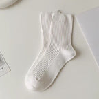 人気新品 合わせやすい 無地 ストライプ 女性用ソックス フリー ダークブラウン