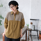 S-3XL 無地 落ち肩スリーブ 長袖 シャツ袖 切り替え シンプル シャツ 商品画像