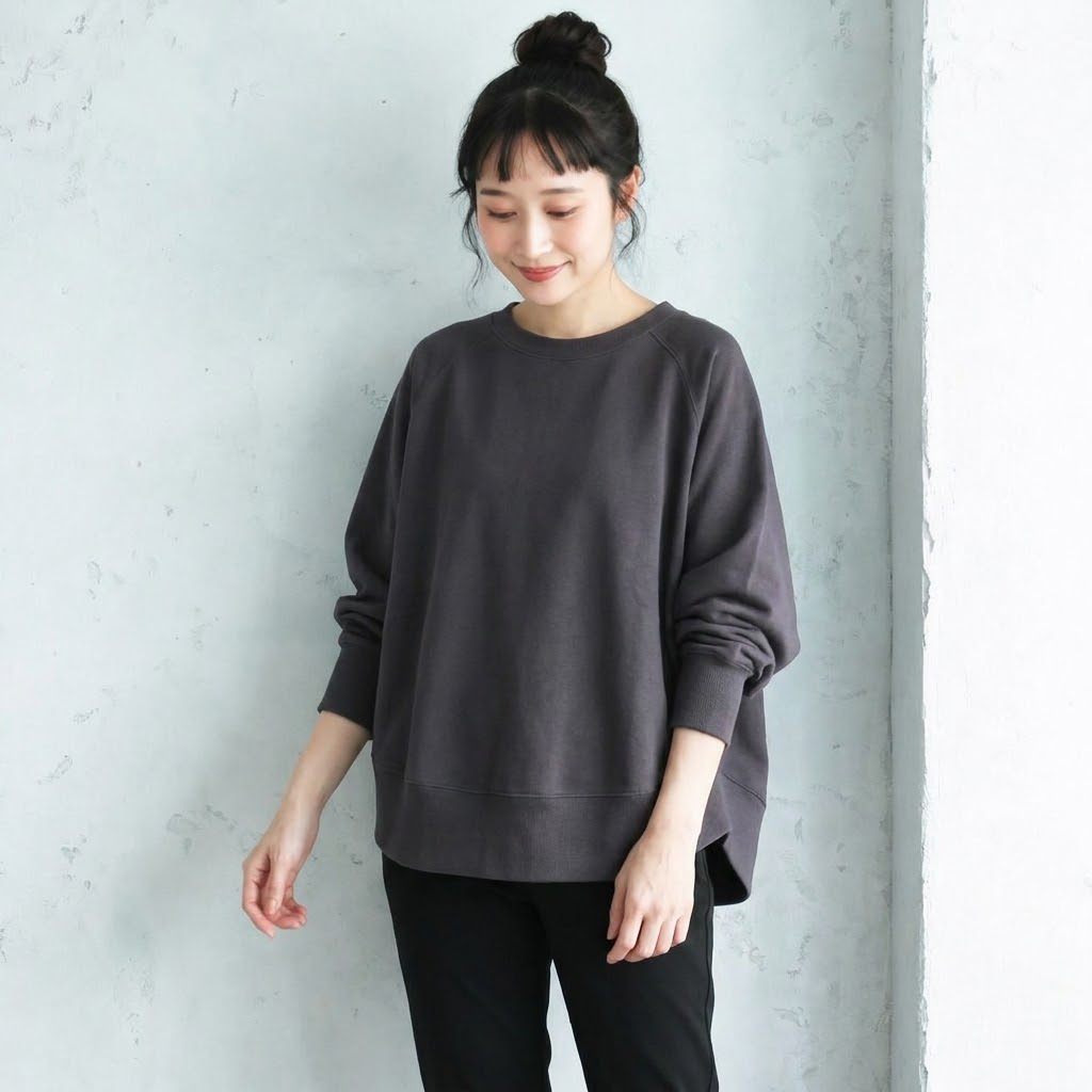 短く着たら、なんだかいい。スウェット S ブラック