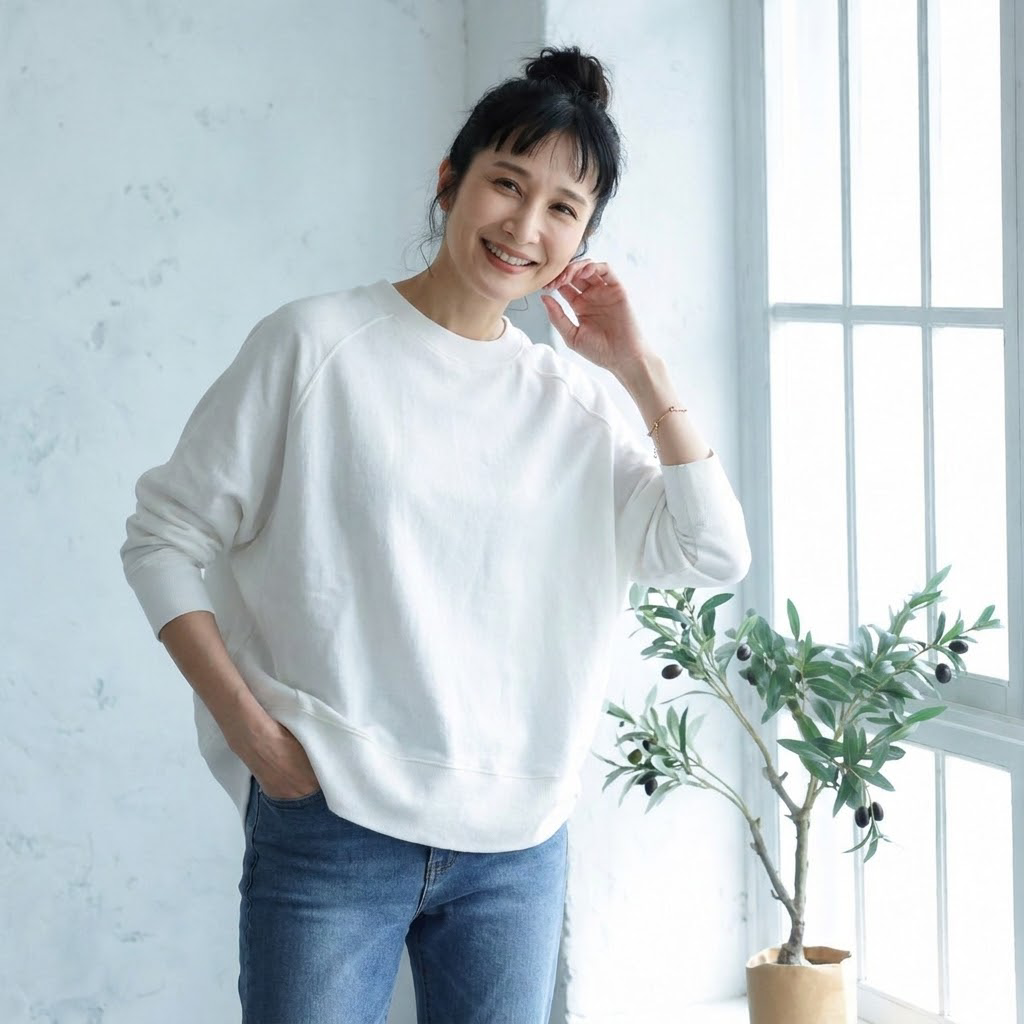 短く着たら、なんだかいい。スウェット S ホワイト
