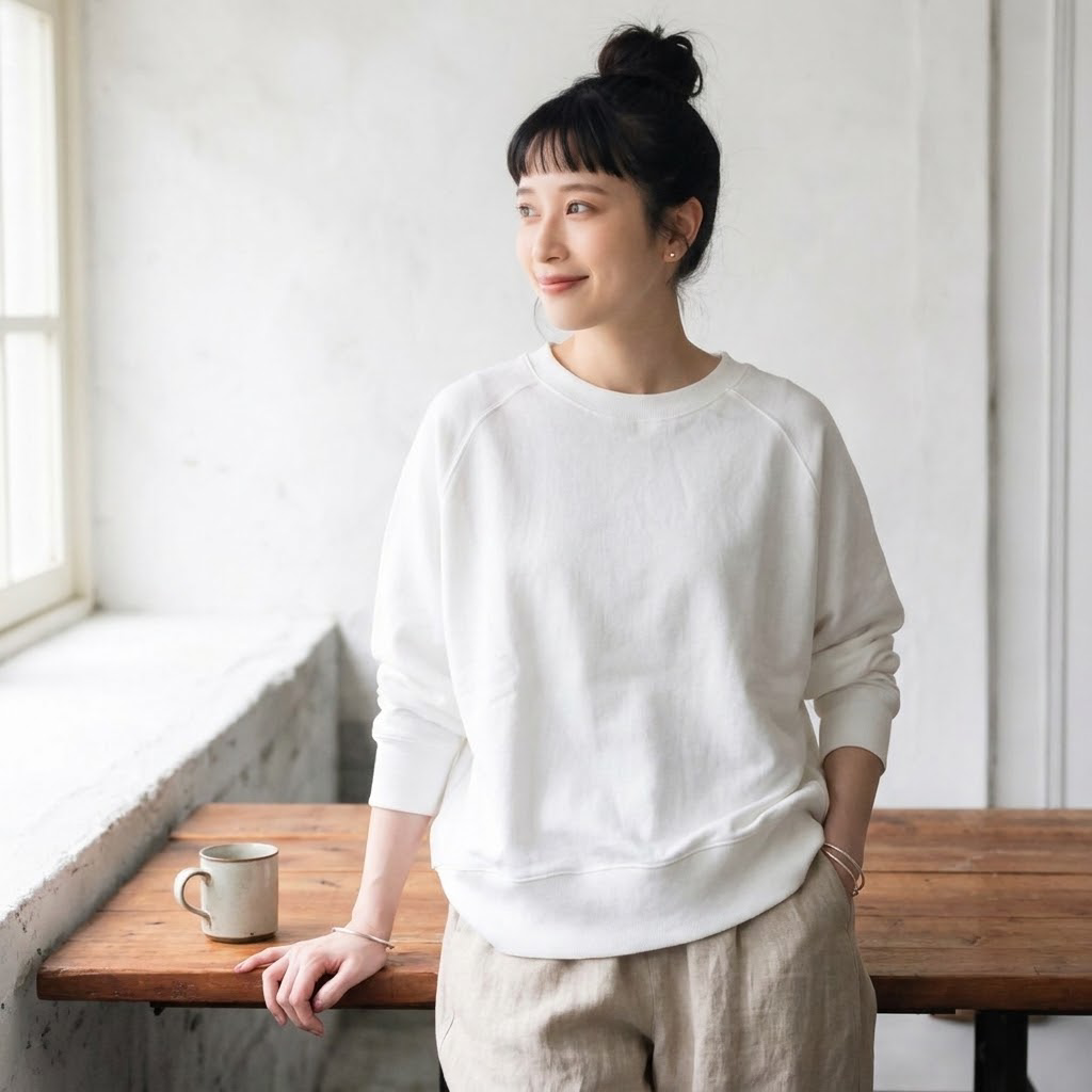 短く着たら、なんだかいい。スウェット S ホワイト