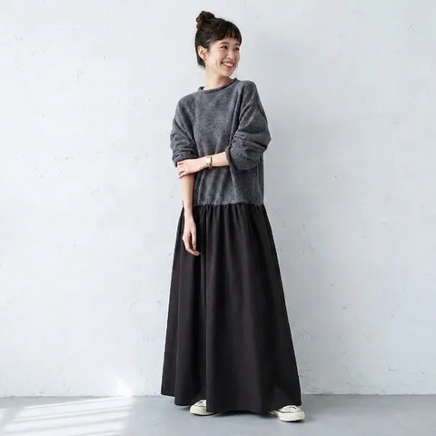 ふんわり、ココロ解ける。シャギー起毛 ゆるシルエット ふわふわ ワンピース フリー ブラック