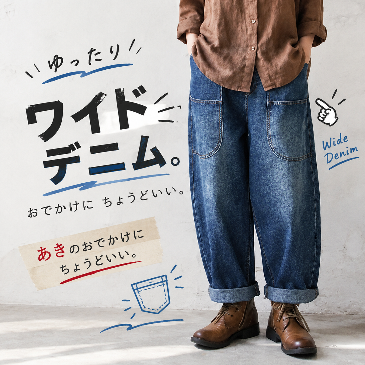 M-3XL 着回し ゆったり きれいめ デニムパンツ 商品画像