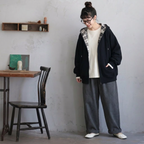 M-4XL 存在感抜群 長袖 配色 チェック柄  無地  パーカー/ジャージ M ブラック