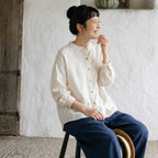 ふんわり体型を拾わない、ゆったりシャツ S ホワイト