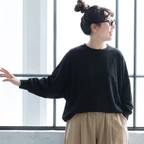 SML ナチュラル バルーンスリーブ 丸襟 ゆったり ワイドパンツ セットアップ 肌寒さ対応 S 写真通り