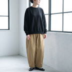 SML ナチュラル バルーンスリーブ 丸襟 ゆったり ワイドパンツ セットアップ 肌寒さ対応 S 写真通り