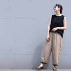M-4XL シンプル 上品見え 接触冷感 切り替え カジュアルパンツ M ベージュ