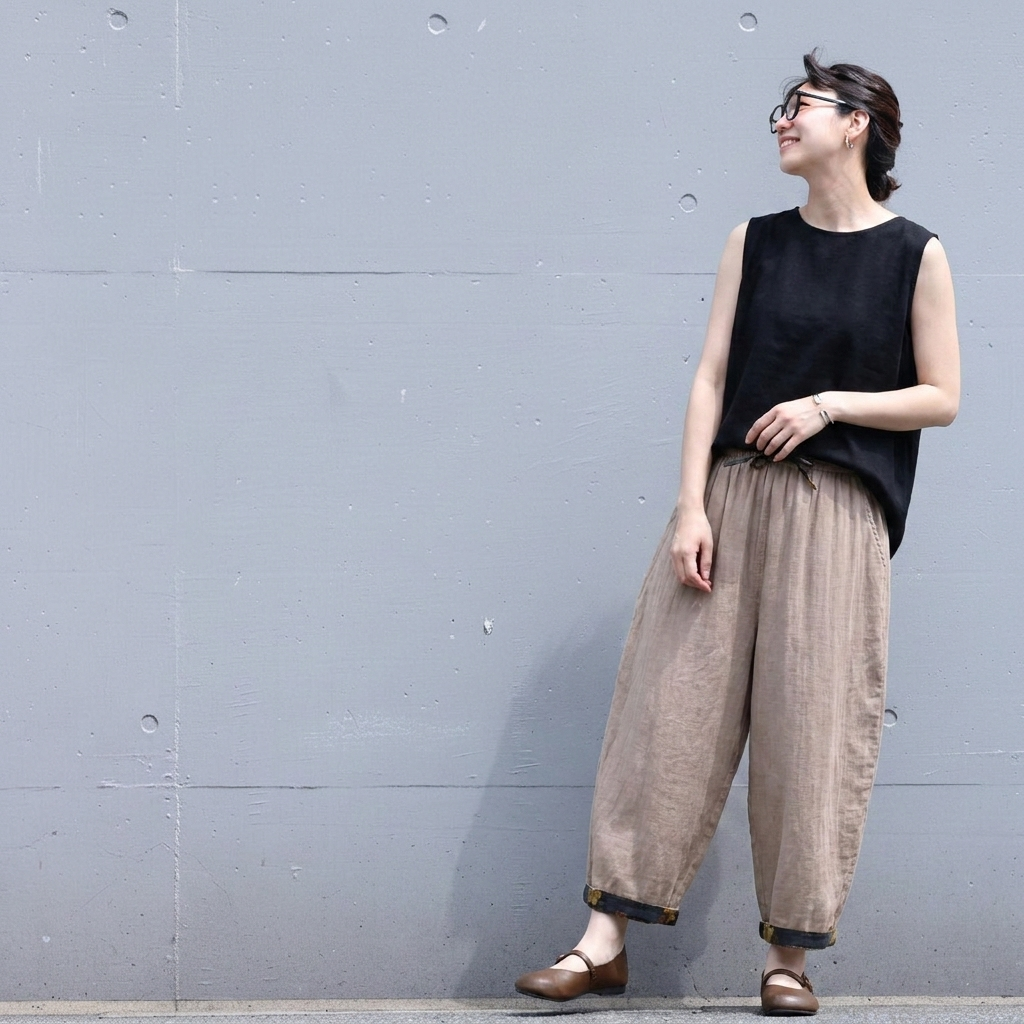 M-4XL シンプル 上品見え 接触冷感 切り替え カジュアルパンツ M ベージュ