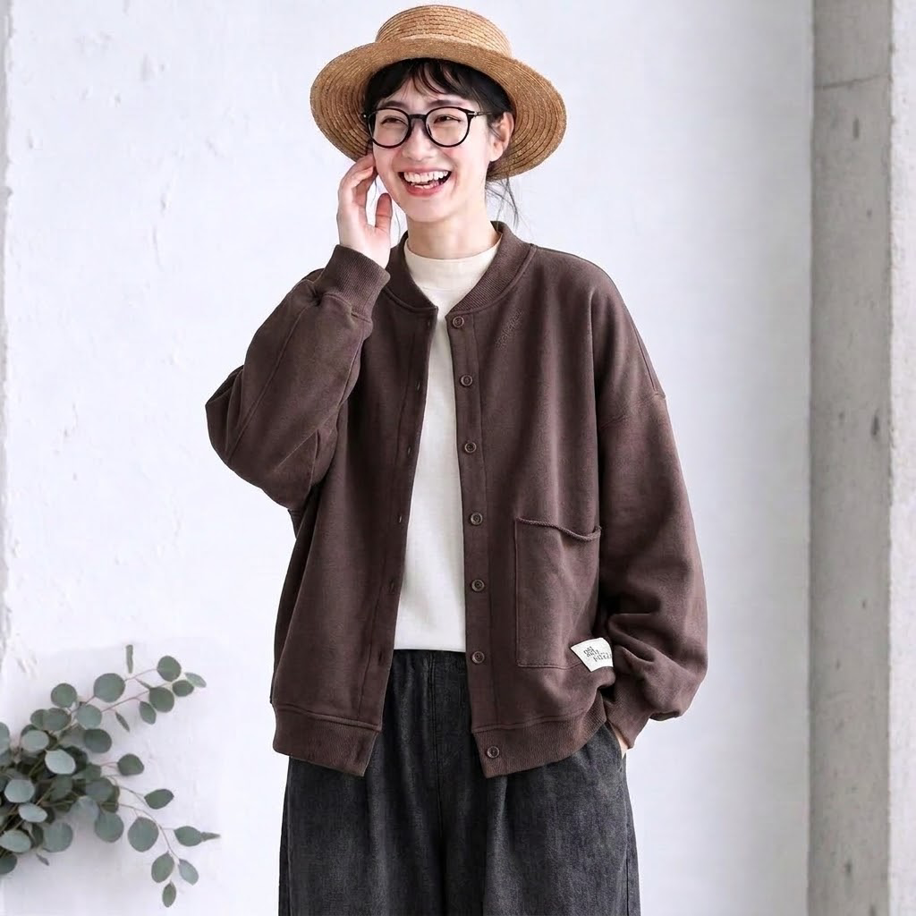 フリーサイズ  肌触り柔らかい ゆったり 無地 ジャケット フリー オフホワイト