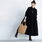 ゆったりシルエット ポケット付きワンピース M ネイビー