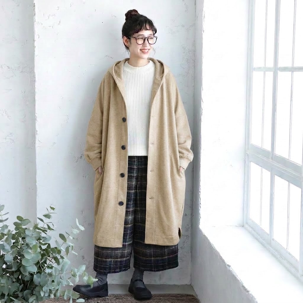 S-5XL あれこれ仕立ての大人パーカーコート S アプリコット