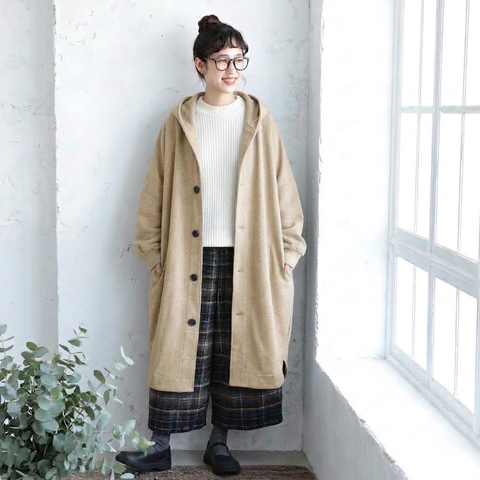 S-5XL あれこれ仕立ての大人パーカーコート S アプリコット