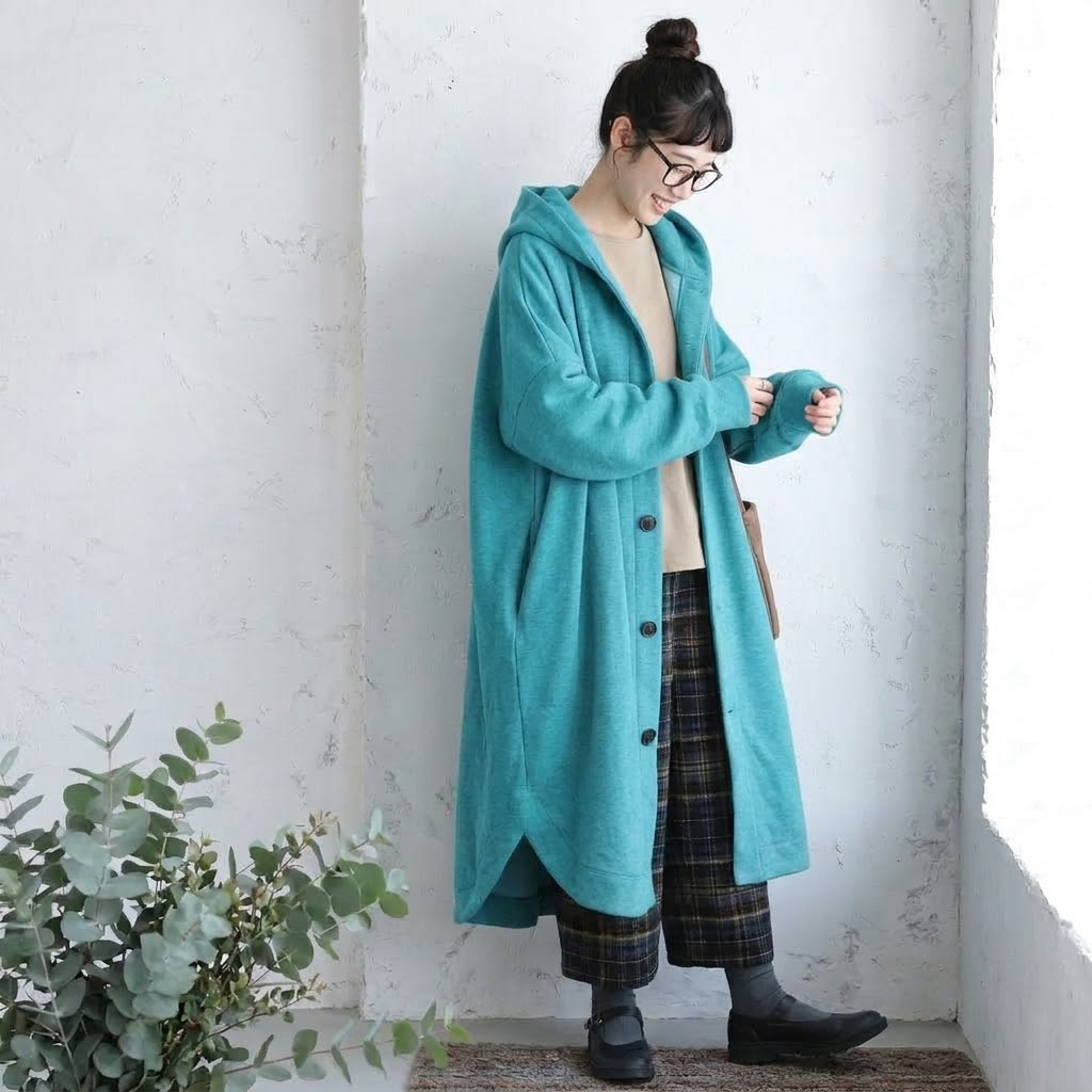 S-5XL あれこれ仕立ての大人パーカーコート S グレー