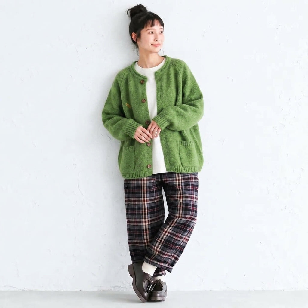 着回しを楽しむ、アボカド＆アイボリーのこなれニット。 S グリーン