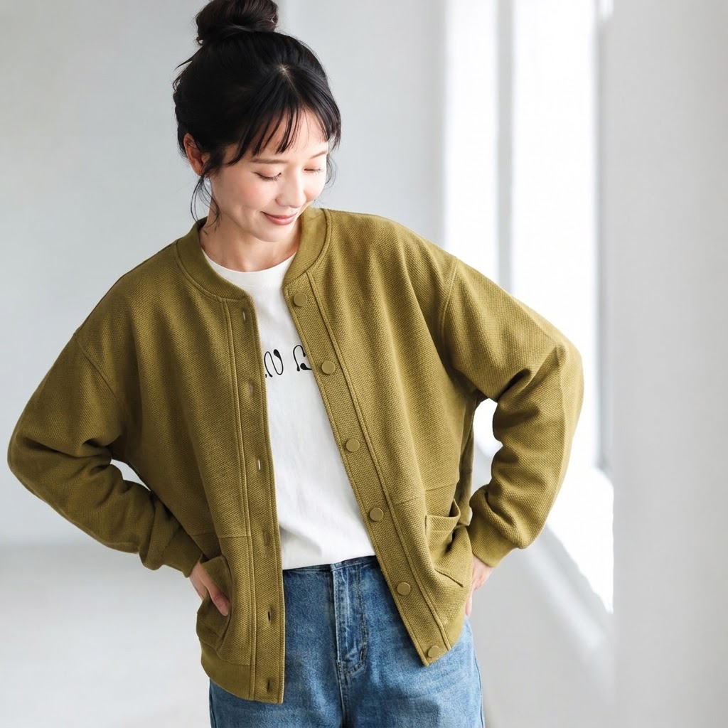 何にでも合わせたい、いつものブルゾン M オリーブグリーン