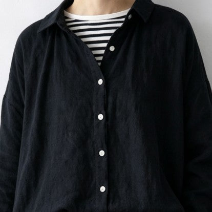 SML ナチュラル 軽やか ゆったり きれいめ セットアップ S ブラック／トップス＋ベージュ／パンツ