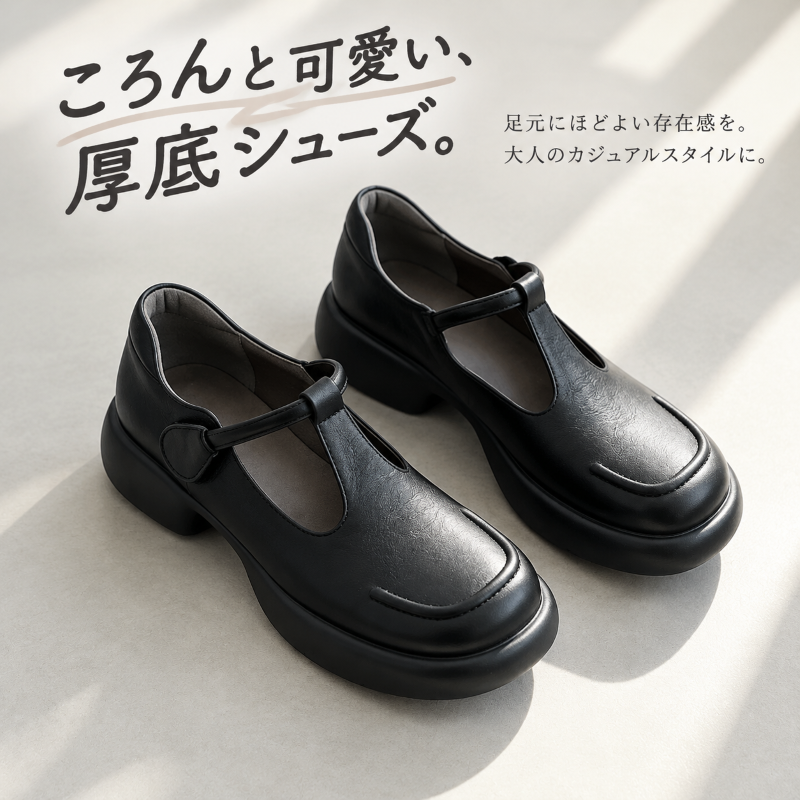 22.5-25cm  T字型バックル PU レトロ メリージェーン 商品画像