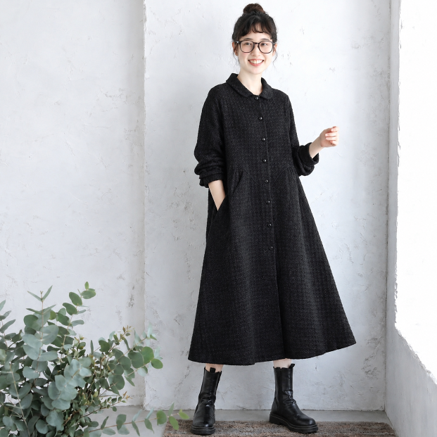 M-2XL 無地 ポケット付き 長袖 ポケット付き シンプル トレンチコート M ブラック