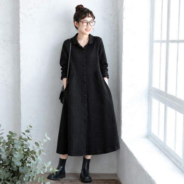 M-2XL 無地 ポケット付き 長袖 ポケット付き シンプル トレンチコート M ブラック