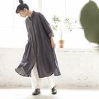 M-2XL 【旅先・アウトドアに】軽やかリネンロングワンピ コーデの主役にも羽織りにもなる万能さ M グレー