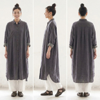 M-2XL 【旅先・アウトドアに】軽やかリネンロングワンピ コーデの主役にも羽織りにもなる万能さ M グレー
