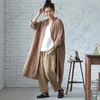 M-2XL 【旅先・アウトドアに】軽やかリネンロングワンピ コーデの主役にも羽織りにもなる万能さ M グレー