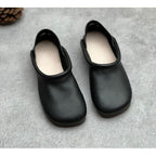 22.5-25cm 無地 軽量 PU キック レトロ フラットシューズ 22.5 ブラック